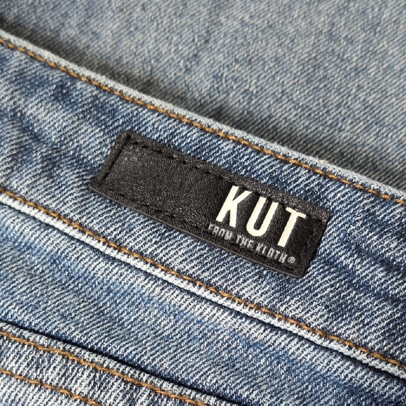 KUT FROM THE KLOTH I Reese Raw Edge Ankle Straight Leg Denim Blue Jeans, 10 - Picture 7 of 12